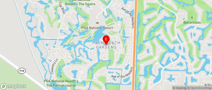 Mobile veterinarian service map of Palm Beach Gardens FL showing PGA Boulevard, Gardens Mall area, and residential coverage